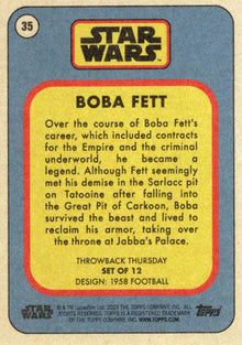 Star Wars Throwback Thursday 2023 Card #35 Boba Fett 1958 Football