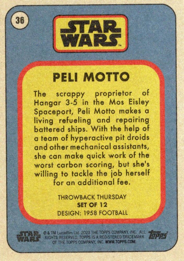 Star Wars Throwback Thursday 2023 Card #36 Peli Motto 1958 Football