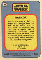 Star Wars Throwback Thursday 2023 Card #40 Rancor 1971 Baseball