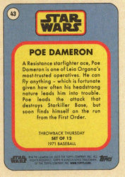 Star Wars Throwback Thursday 2023 Card #43 Poe Dameron 1971 Baseball