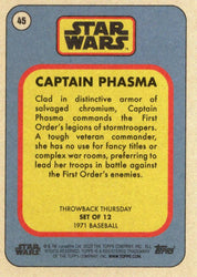 Star Wars Throwback Thursday 2023 Card #45 Captain Phasma 1971 Baseball