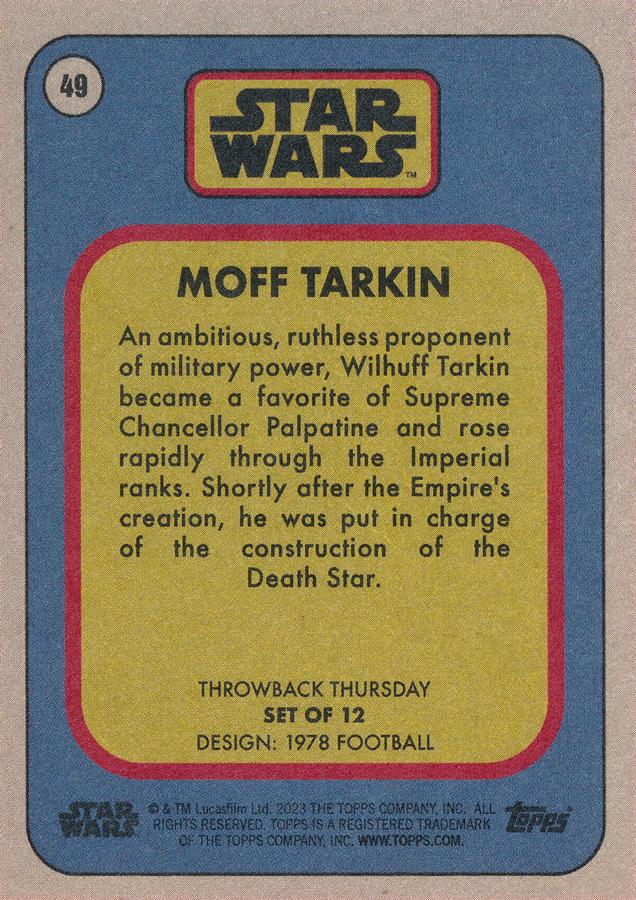 Star Wars Throwback Thursday 2023 Card #49 Moff Tarkin 1978 Football