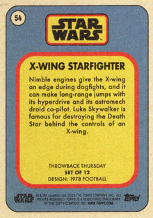 Star Wars Throwback Thursday 2023 Card #54 X-Wing Starfighter 1978 Football