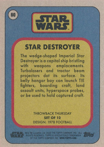 Star Wars Throwback Thursday 2023 Card #60 Star Destroyer 1978 Football