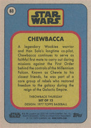 Star Wars Throwback Thursday 2023 Card #63 Chewbacca 1977 Topps Baseball