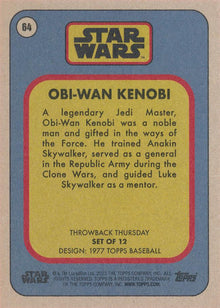 Star Wars Throwback Thursday 2023 Card #64 Obi-Wan Kenobi 1977 Topps Baseball
