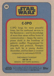 Star Wars Throwback Thursday 2023 Card #66 C-3PO 1977 Topps Baseball