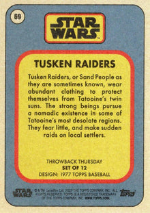 Star Wars Throwback Thursday 2023 Card #69 Tusken Raiders 1977 Topps Baseball