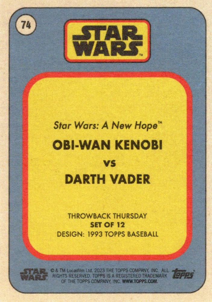 Star Wars Throwback Thursday 2023 Card #74 Obi-Wan Kenobi vs Darth Vader