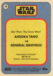 Star Wars Throwback Thursday 2023 Card #76 Ahsoka Tano vs General Grievous