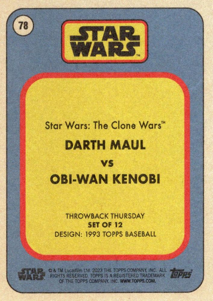 Star Wars Throwback Thursday 2023 Card #78 Darth Maul vs Obi-Wan Kenobi