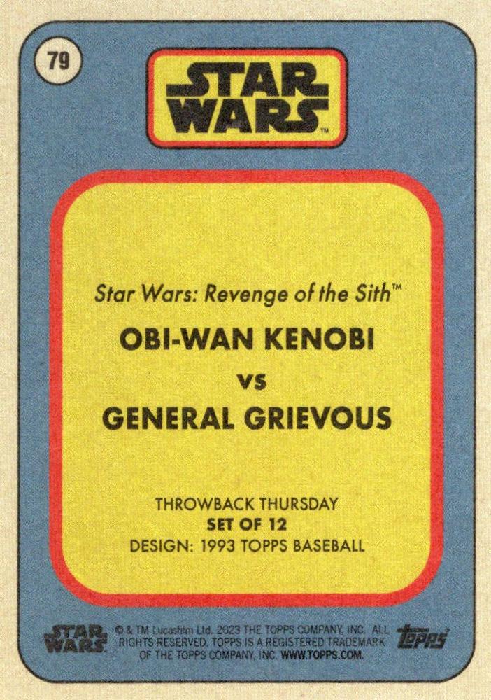 Star Wars Throwback Thursday 2023 Card #79 Obi-Wan Kenobi vs General Grievous