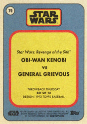 Star Wars Throwback Thursday 2023 Card #79 Obi-Wan Kenobi vs General Grievous