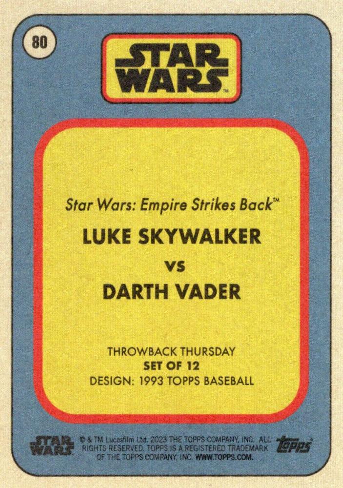 Star Wars Throwback Thursday 2023 Card #80 Luke Skywalker vs Darth Vader