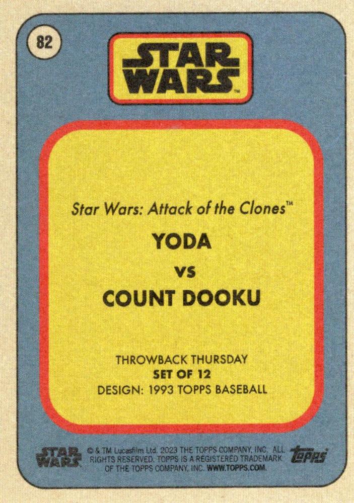 Star Wars Throwback Thursday 2023 Card #82 Yoda vs Count Dooku