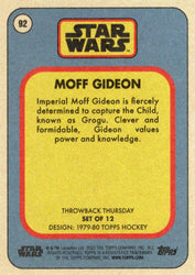 Star Wars Throwback Thursday 2023 Card #92 Moff Gideon 1979-80 Topps Hockey