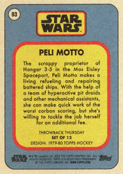 Star Wars Throwback Thursday 2023 Card #93 Peli Motto 1979-80 Topps Hockey