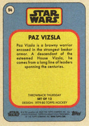 Star Wars Throwback Thursday 2023 Card #94 Paz Vizsla 1979-80 Topps Hockey