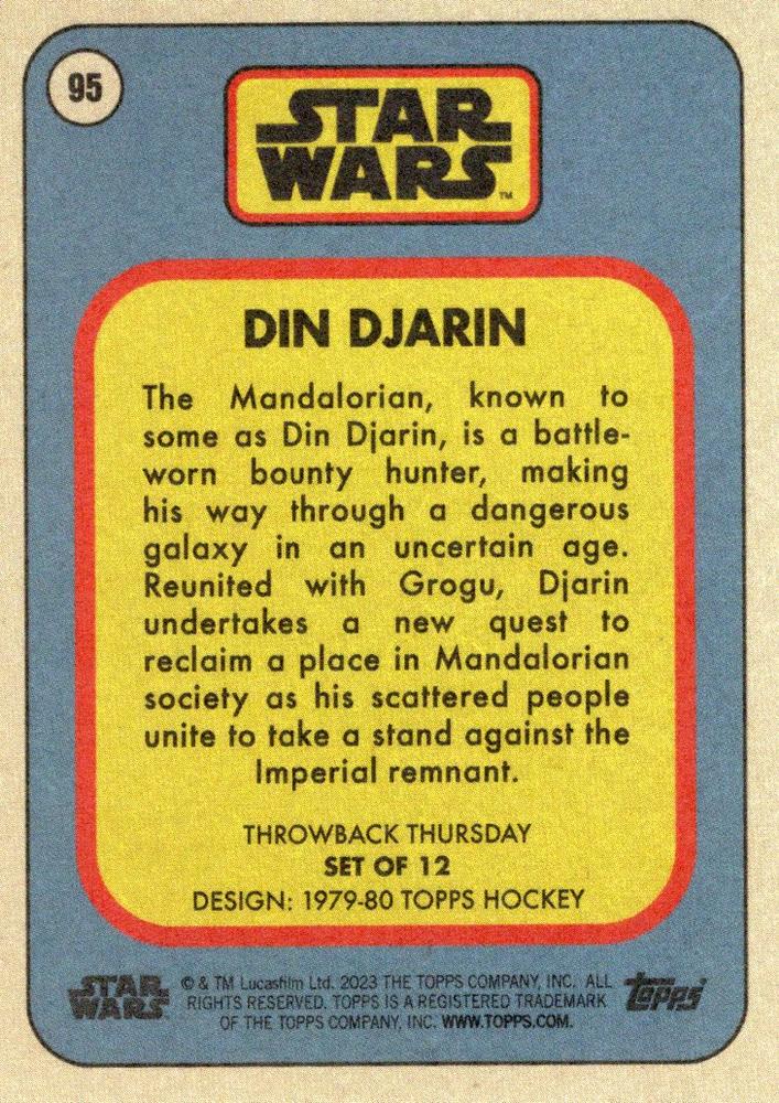 Star Wars Throwback Thursday 2023 Card #95 Din Djarin 1979-80 Topps Hockey