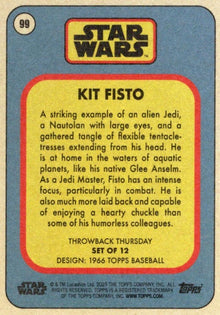 Star Wars Throwback Thursday 2023 Card #99 Kit Fisto 1966 Topps Baseball