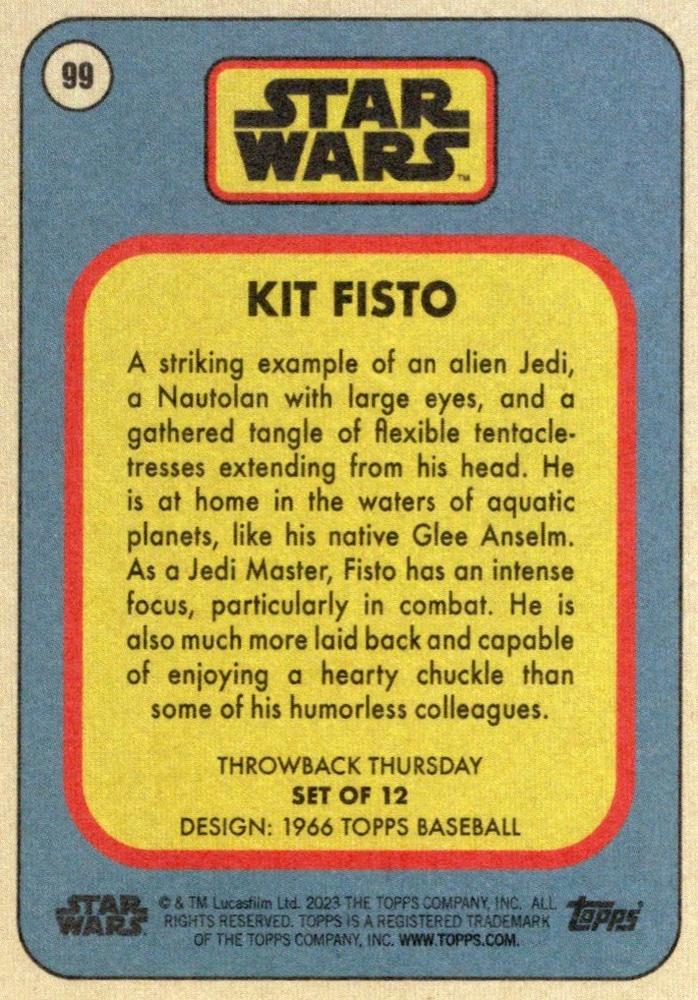 Star Wars Throwback Thursday 2023 Card #99 Kit Fisto 1966 Topps Baseball