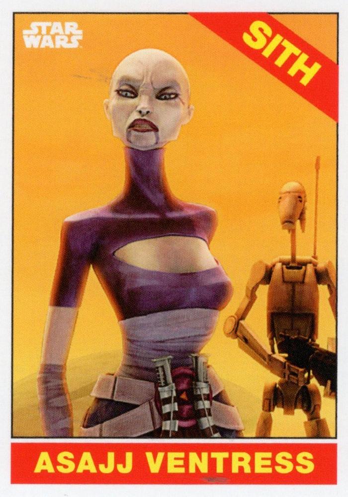 Star Wars Throwback Thursday 2023 Card #100 Asajj Ventress 1966 Topps Baseball