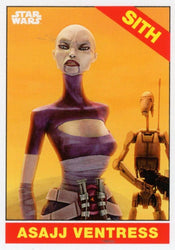 Star Wars Throwback Thursday 2023 Card #100 Asajj Ventress 1966 Topps Baseball