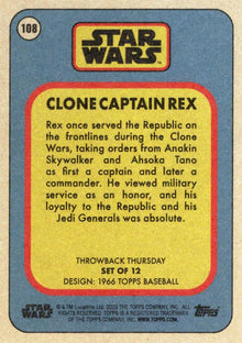 Star Wars Throwback Thursday 2023 Card #108 Clone Captain Rex 1966 Topps Baseball