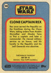 Star Wars Throwback Thursday 2023 Card #108 Clone Captain Rex 1966 Topps Baseball