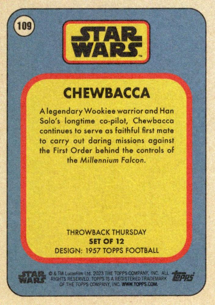 Star Wars Throwback Thursday 2023 Card #109 Chewbacca 1957 Topps Football