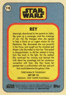 Star Wars Throwback Thursday 2023 Card #116 Rey 1957 Topps Football