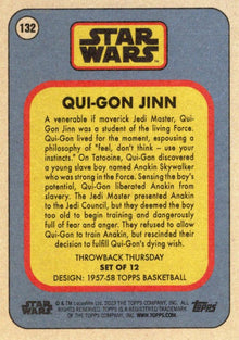 Star Wars Throwback Thursday 2023 Card #132 Qui-Gon Jinn 1957-58 Topps Basketball