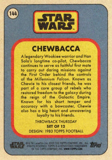 Star Wars Throwback Thursday 2023 Card #144 Chewbacca 1983 Topps Football