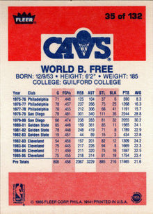 1986-87 Fleer Basketball #35 World B. Free Base Rookie Card