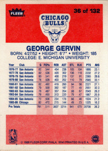 1986-87 Fleer Basketball #36 George Gervin Base Rookie Card