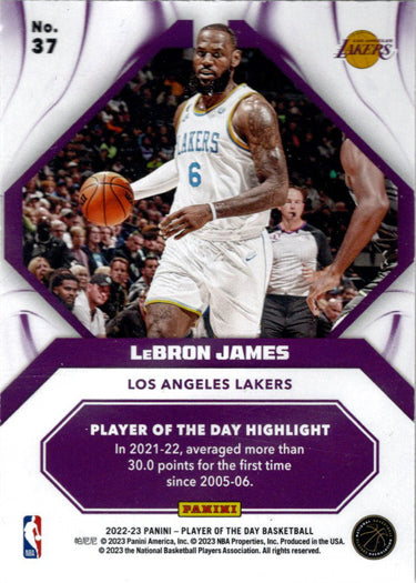Panini Player of the Day 2022-23 Orange Foil Parallel Card 37 LeBron James 159/199