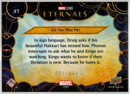 2023 Upper Deck Marvel Eternals Blue Parallel Card 37 "Did You Miss Me?" /299