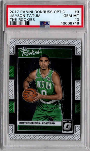 2017 Panini Donruss Optic The Rookies Basketball Card 3 Jayson Tatum PSA 10