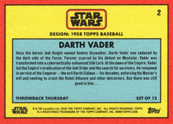 Star Wars Throwback Thursday 2024 Card #2 Darth Vader 1958 Baseball