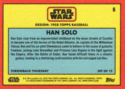 Star Wars Throwback Thursday 2024 Card #6 Han Solo 1958 Baseball