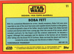 Star Wars Throwback Thursday 2024 Card #11 Boba Fett 1958 Baseball