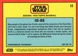 Star Wars Throwback Thursday 2024 Card #12 IG-88 1958 Baseball