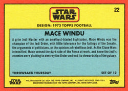 Star Wars Throwback Thursday 2024 Card #22 Mace Windu 1973 Topps Football