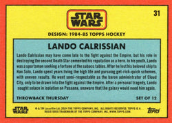 Star Wars Throwback Thursday 2024 Card #31 Lando Calrissian 1984-85 Topps Hockey