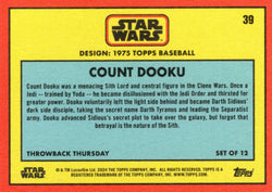 Star Wars Throwback Thursday 2024 Card #39 Count Dooku 1975 Topps Baseball