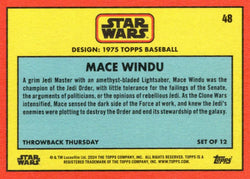 Star Wars Throwback Thursday 2024 Card #48 Mace Windu 1975 Topps Baseball