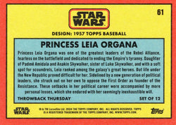 Star Wars Throwback Thursday 2024 Card #61 Princess Leia 1957 Topps Baseball