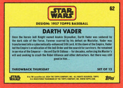 Star Wars Throwback Thursday 2024 Card #62 Darth Vader 1957 Topps Baseball