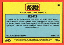 Star Wars Throwback Thursday 2024 Card #64 R2-D2 1957 Topps Baseball