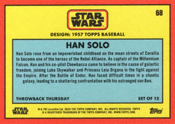 Star Wars Throwback Thursday 2024 Card #68 Han Solo 1957 Topps Baseball